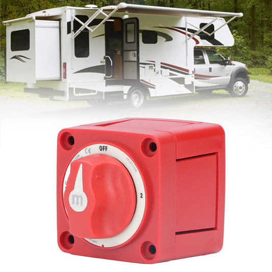 Akozon 300A 3-Position Dual Circuit Battery Switch Isolator for Marine, Boats, Car, Truck, Trailer, RV, red, Toggle Switch, manual, rotatable