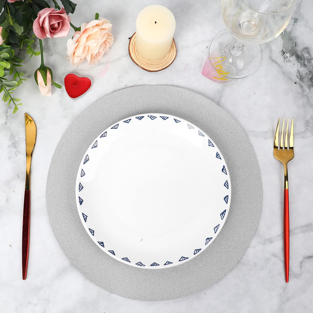 50 pieces silver glitter paper placemats, sparkling, round, disposable placemats, silver sequin doilies, decorative placemats for wedding, banquet, party, home, dinnerware