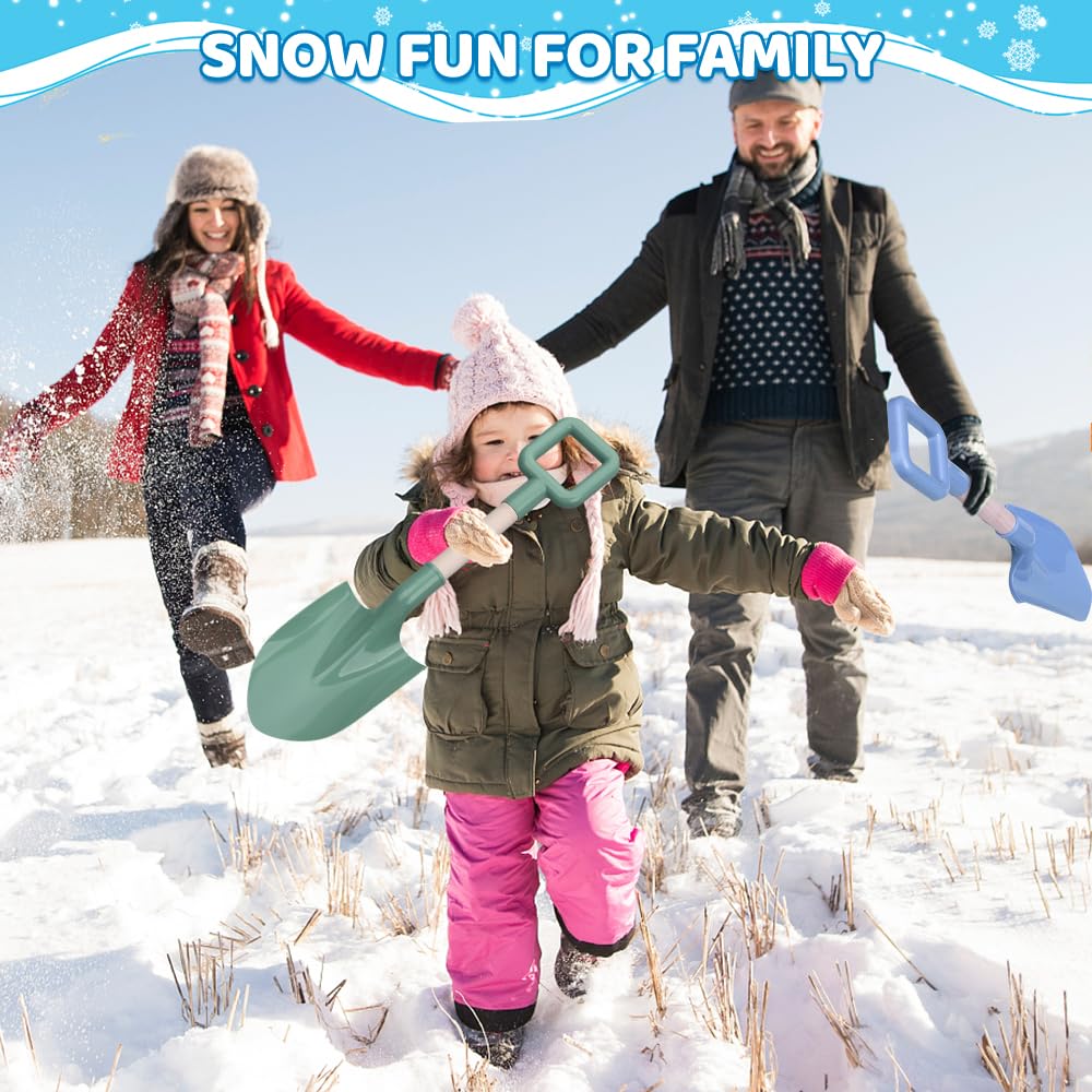 Beach shovel for kids, 16''/40cm sand spade with wooden handle, children's beach shovel for travel, plastic sandbox garden toys, toddler beach tools for digging snow (3PCS)