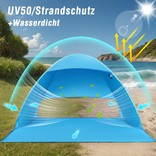 Karvipark beach tent, pop-up beach shelter, Sun Shelter for 2-3 people, including carrying bag and tent poles, Family Beach Sun Protection Tent, suitable for beach, garden, camping.