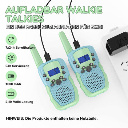 Walkie Talkie for Kids, Bakoherp Rechargeable Walkie Talkie for 3-12 year olds, Kids' Two-Way Radio with 8 channels, LED flashlight, VOX function for adventures, camping, hiking