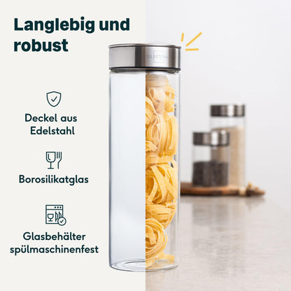 SILBERTHAL Storage Jars Glass with Lid 1700 ml - Glass jars for airtight & leak-proof storage in the kitchen.