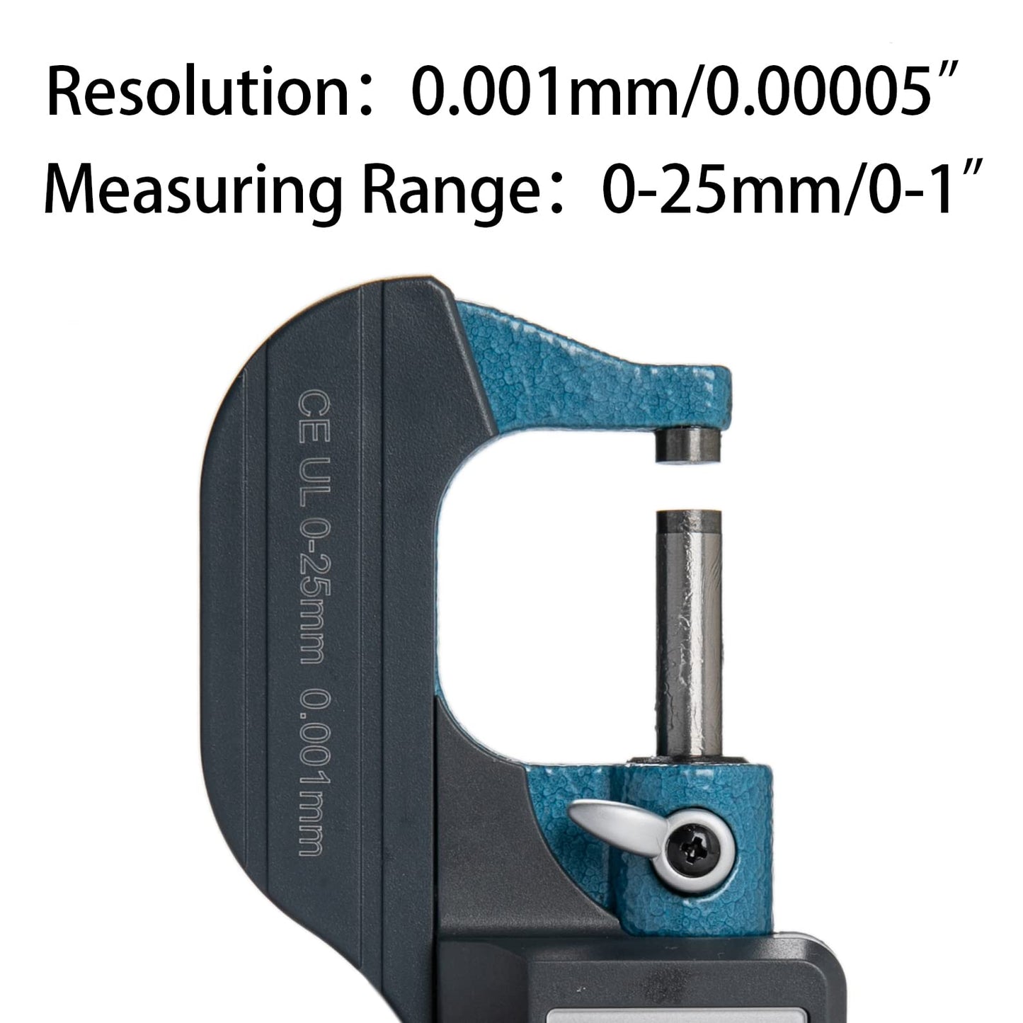 Beslands micrometer digital caliper 0-25mm/0.001mm high precision electronic digital micrometer micrometer caliper length measuring tool micrometer 0.001mm(0.00005")
