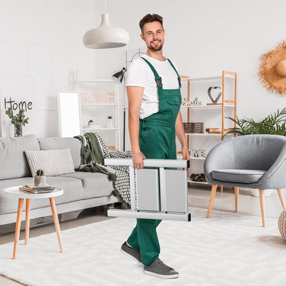 TLGREEN Aluminum Step Ladder 2-Step Folding Ladder Non-Slip Standing Ladder Household Multifunctional Step Stool Easy to Store up to 150kg Capacity for Kitchen Household Outdoor Office Silver