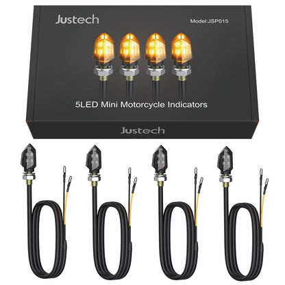Justech 12V LED smoked micro indicator lights motorcycle daytime running lights universal running lights quad roller 4 pieces E-marked.