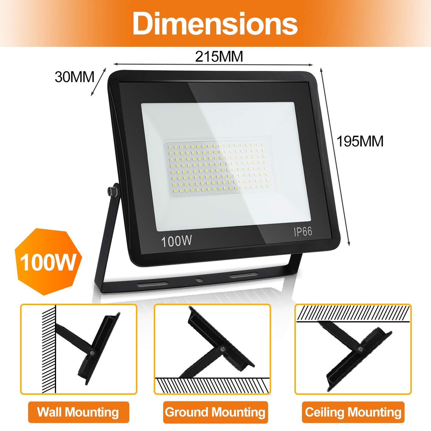 Lospitch 4x100W LED Floodlights Outdoor, 3000K Warm White Super Bright LED Floodlight, 8500LM Outdoor Floodlight IP66 Waterproof Aluminum Spotlight Light for Garden, Garage, Yard, or Hotel