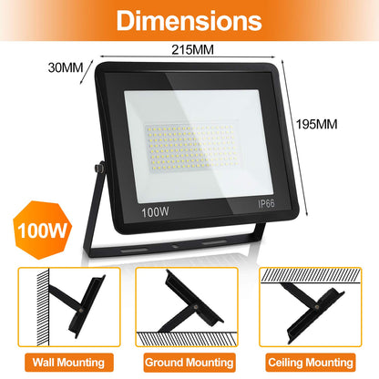 Lospitch 4x100W LED Floodlights Outdoor, 3000K Warm White Super Bright LED Floodlight, 8500LM Outdoor Floodlight IP66 Waterproof Aluminum Spotlight Light for Garden, Garage, Yard, or Hotel