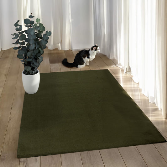 Paid Carpet Living Room High Pile - 200x290cm - Green - Super Soft Cuddly Fluffy Modern Plain Modern Soft Bedroom Rug
