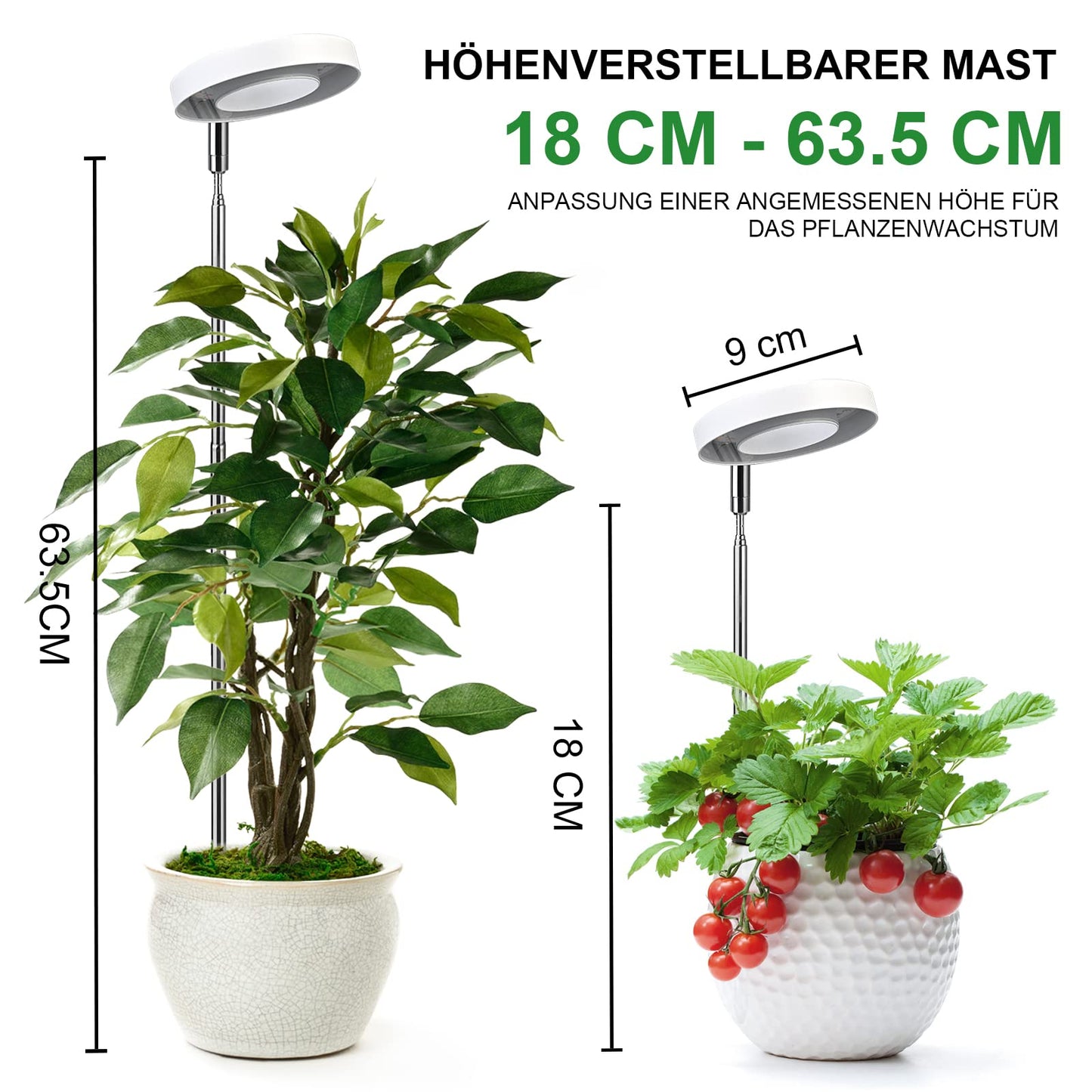 Cieex 2 Pack Plant Lamp Led Full Spectrum, Plant Lamp for Indoor Plants, Plant Light, Plant Lamp with Auto Timer, USB Adapter 4 Brightness Adjustable Height