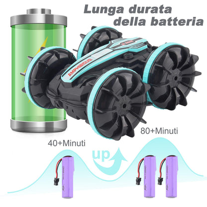 SIVQIKE 4WD Remote Control Car, Amphibious Remote Control Vehicle, Gesture Sensor Waterproof RC Stunt Car 80 Min. Playtime with 50m Remote Control 360° Rotation Off Road for Kids 6+ Years