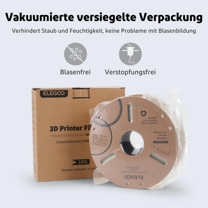 ELEGOO PLA Filament 1.75mm Grey 1KG, 3D Printer Filament Accuracy +/- 0.02 mm, 1kg spool (2.2lbs) Filament 3D Printing Materials Compatible with Most 3D Printers.