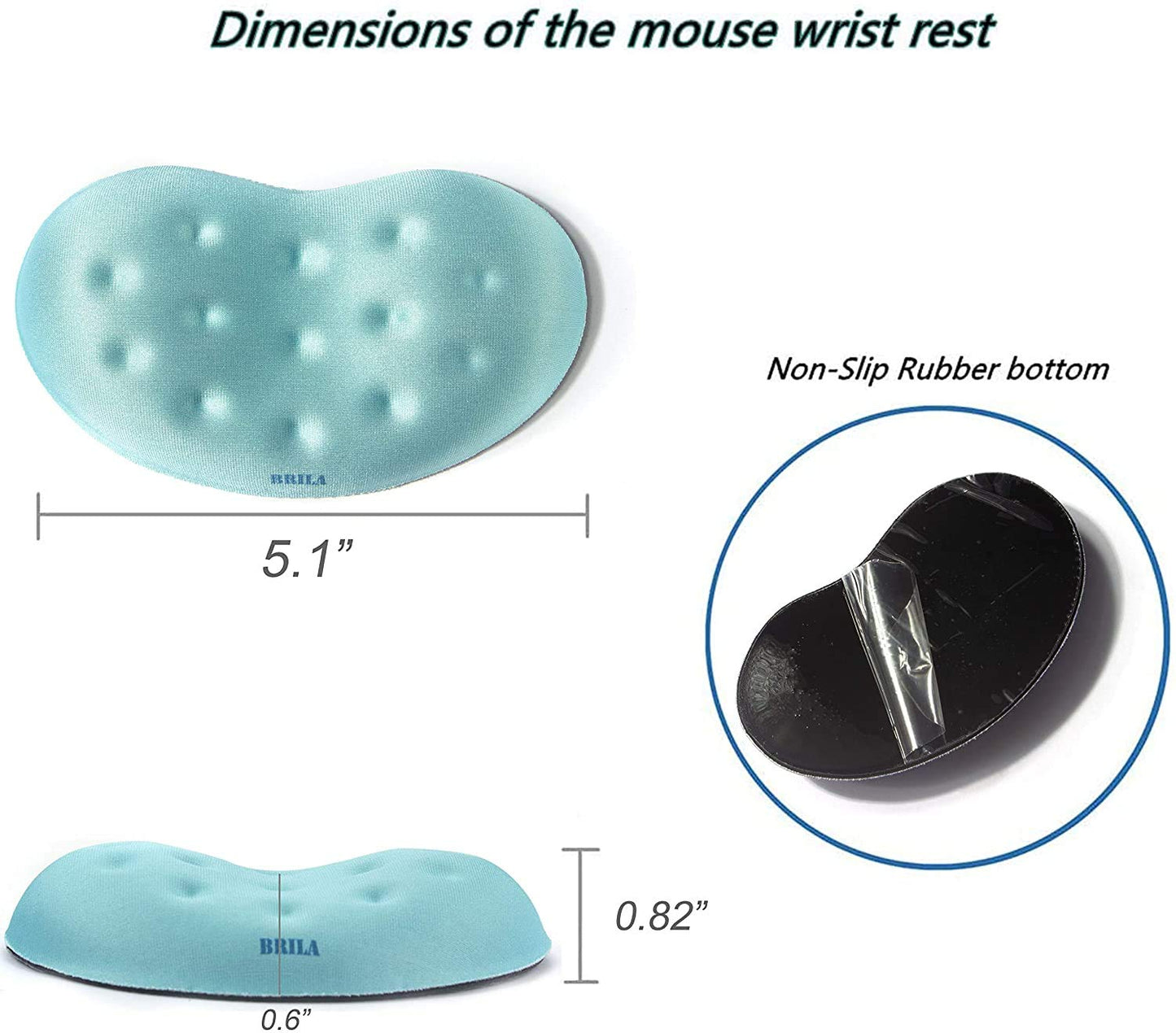 BRILA Wrist Rest – Ergonomic Memory Foam Wrist Support for PC Gaming Computer Laptop Work - Massaging Holes Design Wrist Rest (Aquamarine Bundle)