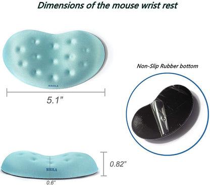 BRILA Wrist Rest – Ergonomic Memory Foam Wrist Support for PC Gaming Computer Laptop Work - Massaging Holes Design Wrist Rest (Aquamarine Bundle)