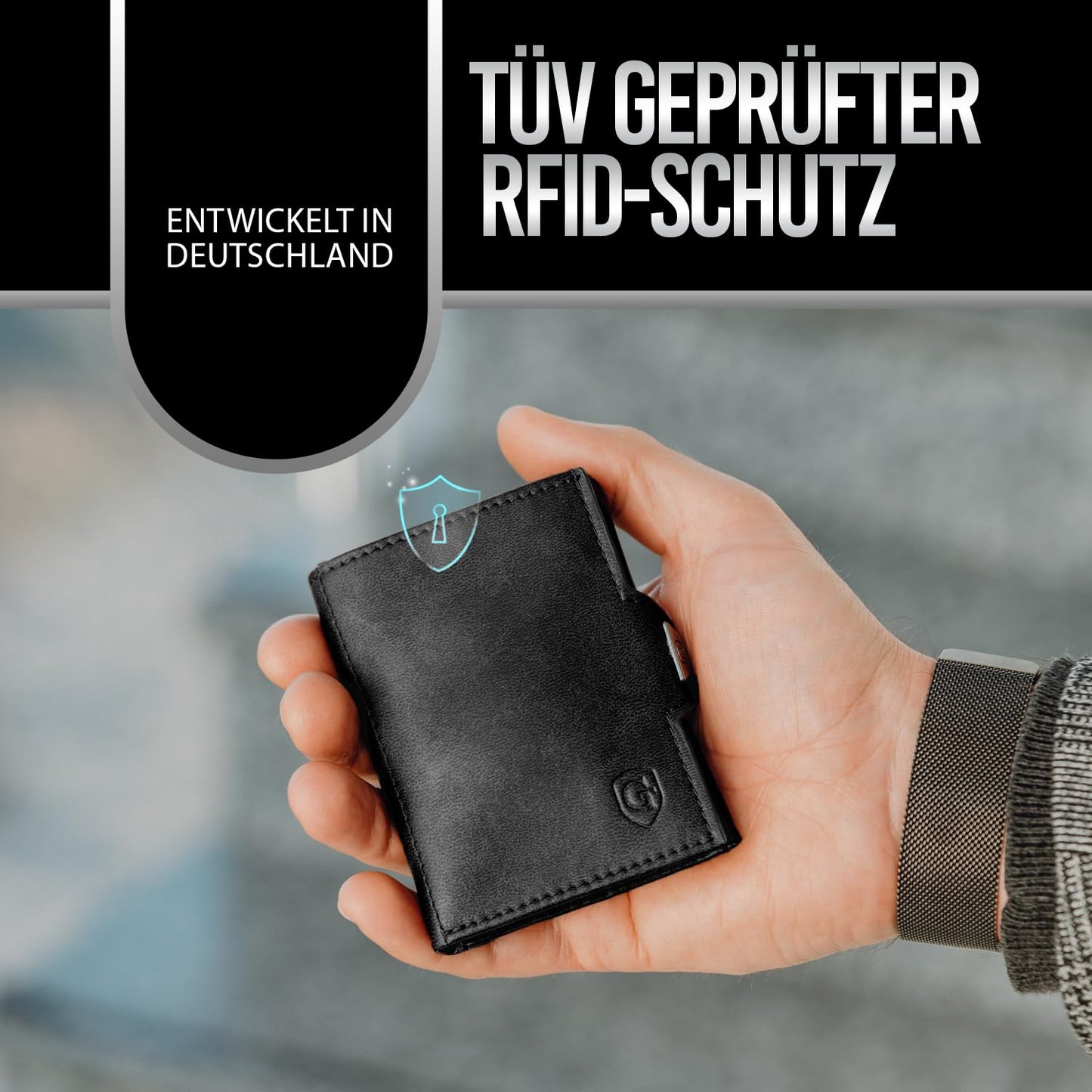 GenTo - Slim wallet with coin pocket & RFID NFC protection - Mini wallet - thin slim card holder money clip credit card holder men & women - includes gift box