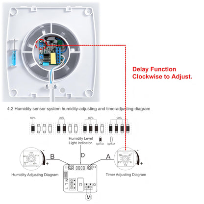 100mm Bathroom Exhaust Fan with Humidity Sensor, Quiet Window Ventilation Fan, Exhaust Wall Fan with Backdraft Damper, Window Mounting Ring, Temperature-Humidity Sensor for Kitchen and Bathroom.