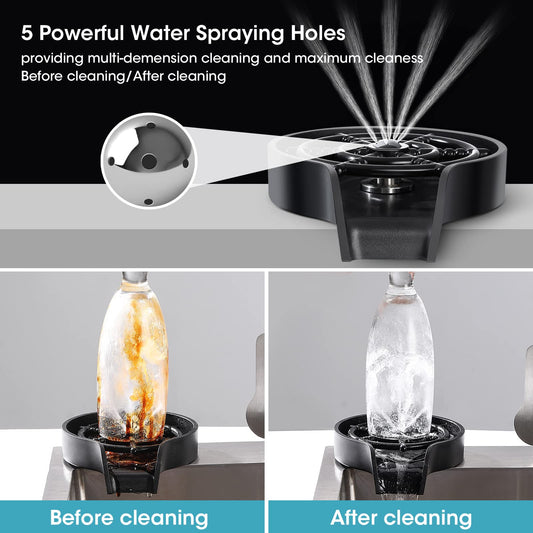 Mishukaze Automatic Glass Washer Faucet, Cup Washer for Kitchen Sinks, Glass Rinser Cup Cleaner Baby Bottle Cleaning for Home/Bar/Restaurant.