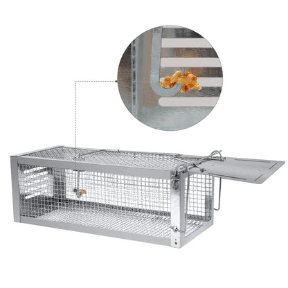 RatzFatz® Live Trap Mouse Trap, Premium Rat Trap, Large ●Including Ebook● XXL, Dormouse Professional Trap - XL Animal Trap Set, Reusable Multi-Catch Trap, Live, Hunting, Rustproof, Cage MTBSL40
