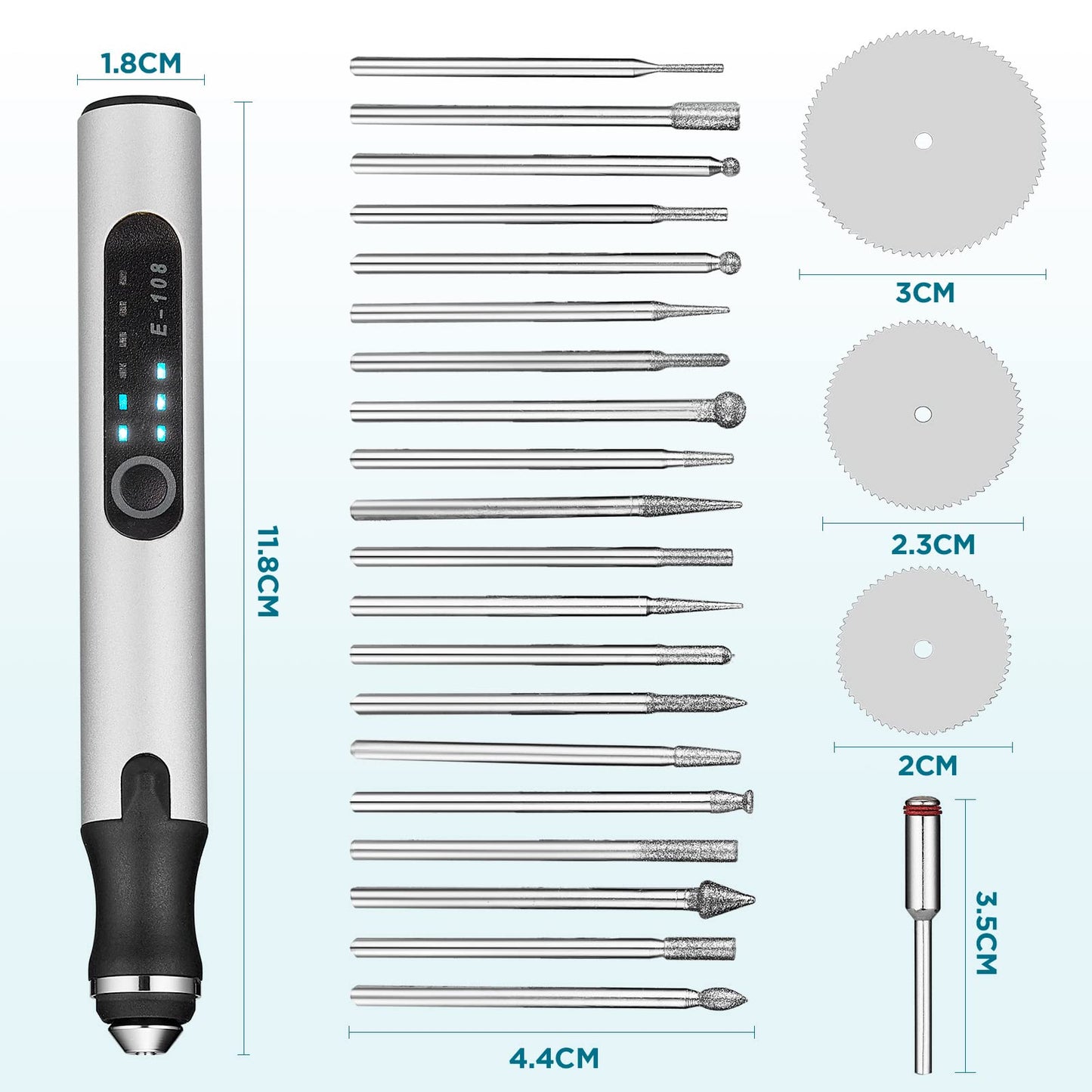 SVILINEK Wireless USB Electric Engraving Pen, Engraving Tool Customizer with 20 Drill Bits 16 Engraving Templates 3 Cutting Discs for Wood Glass Ceramic Stone Jewelry