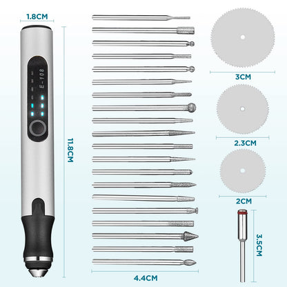 SVILINEK Wireless USB Electric Engraving Pen, Engraving Tool Customizer with 20 Drill Bits 16 Engraving Templates 3 Cutting Discs for Wood Glass Ceramic Stone Jewelry