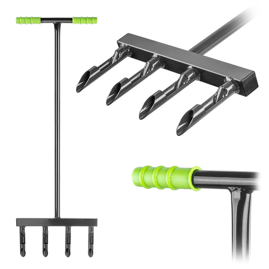 KADAX Hand Aerator for lawns, lawn aerator for aerating lawns and soil, garden tool, lawn aerator with 4 prongs and T-handle, gardening tool.