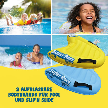 Original Cup® | Water Slide Mat Giant Pack XXL | 1 Double Lane Slide Mat 10 Meters + 2 Bodyboards for better sliding | Premium Quality | Slip'n Slide Water Games 100% Fun