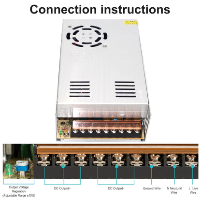 12V 30A power supply switch 120V DC 360W transformer for 3D printers, CCTV, LED lighting, and industrial equipment.