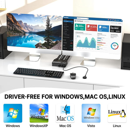 YOUTINGHDAV KVM Switch 2 PC 2 Monitors Displayport 1.4, USB KVM Switch Dual Monitor Displayport 4K@144Hz for sharing 2 PC, 4 USB devices keyboard, mouse, with Wired Remote and cables.