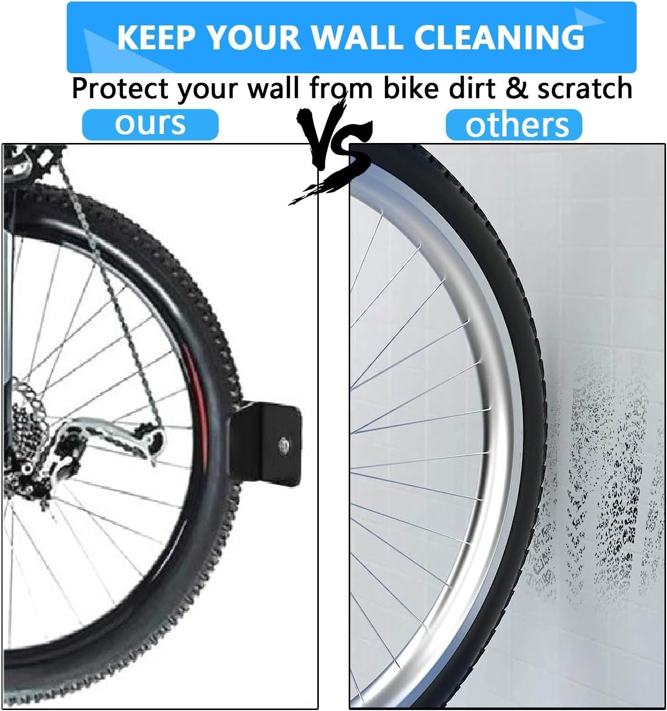 Bicycle wall mount 3 pack - TAZZOR Bike Wall Mount with 100% steel construction. Swivel design for vertical bike storage on the wall.