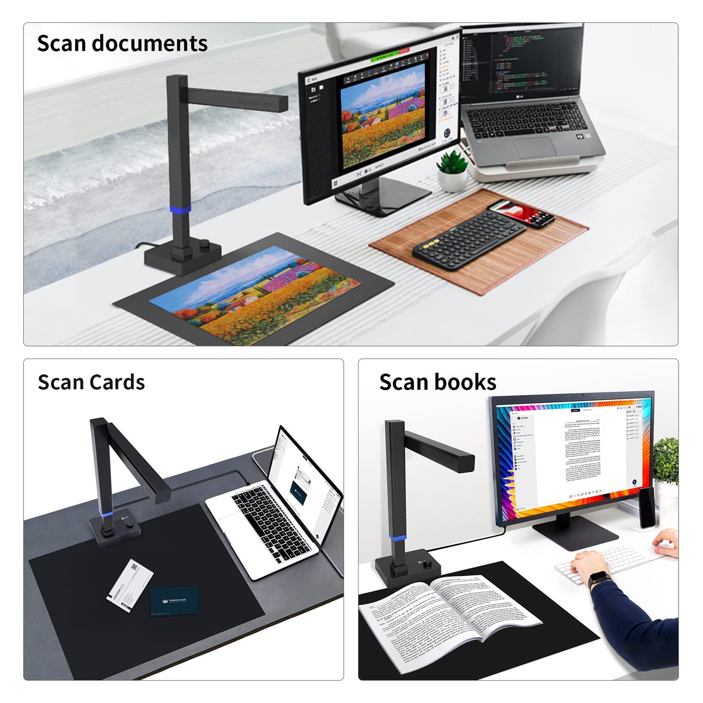 CZUR Shine Ultra Pro | Portable document scanner 24 MP document camera A3 book scanner OCR scanner Visualizer with fill light for home office online teaching Windows & macOS available