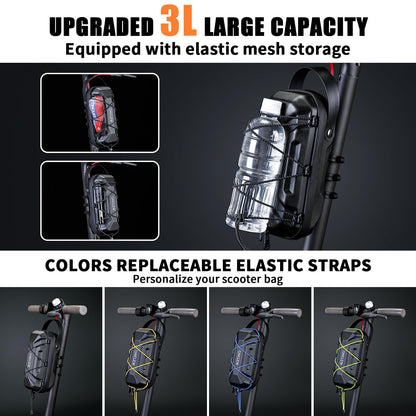 CHICLEW 3L Large Capacity Scooter Bag, Quick Release Waterproof E-Scooter Bag, Portable Bag E-Scooter with Multi-colored Drawstrings, Handlebar Bag Escooter for Xiaomi Mijia Segway Ninebot