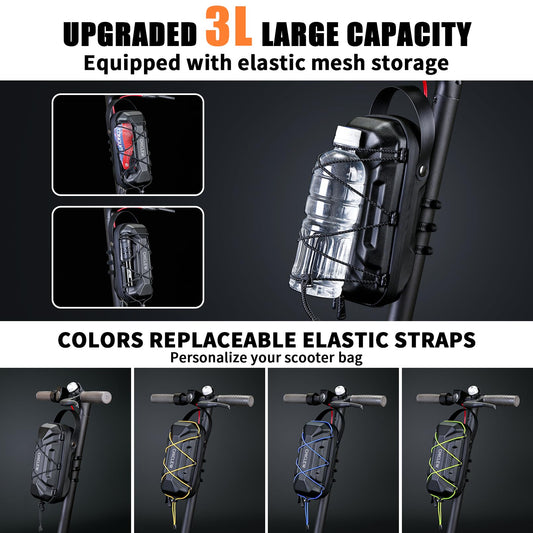 CHICLEW 3L Large Capacity Scooter Bag, Quick Release Waterproof E-Scooter Bag, Portable Bag E-Scooter with Multi-colored Drawstrings, Handlebar Bag Escooter for Xiaomi Mijia Segway Ninebot