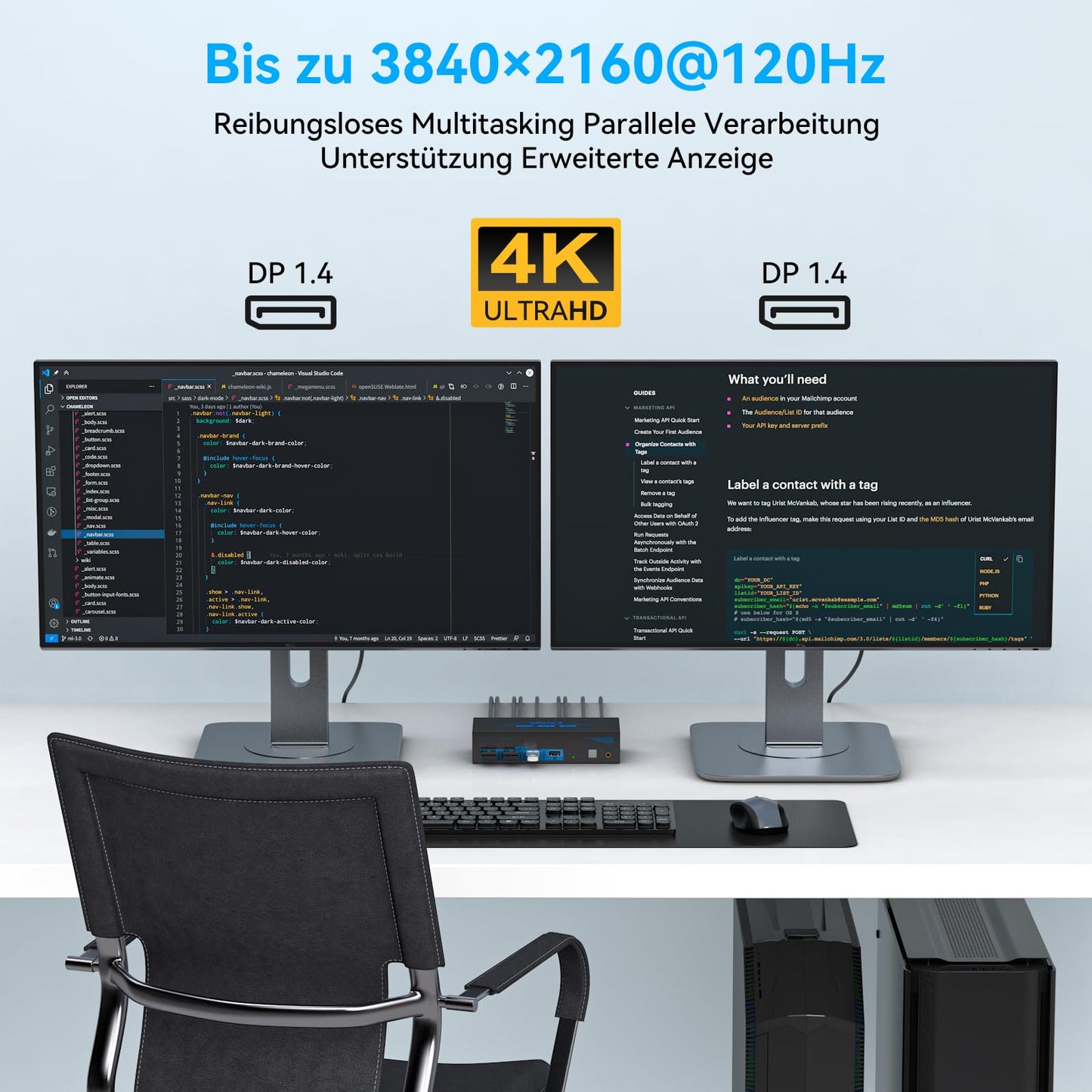 CMSTEDCD 8K60Hz DisplayPort KVM Switch allows you to control 2 PCs with 2 monitors and 4 USB 3.0 ports. Supports 4K@120Hz, dual computer compatibility with Windows and Linux. Includes desktop controller.