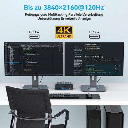 CMSTEDCD 8K60Hz DisplayPort KVM Switch allows you to control 2 PCs with 2 monitors and 4 USB 3.0 ports. Supports 4K@120Hz, dual computer compatibility with Windows and Linux. Includes desktop controller.