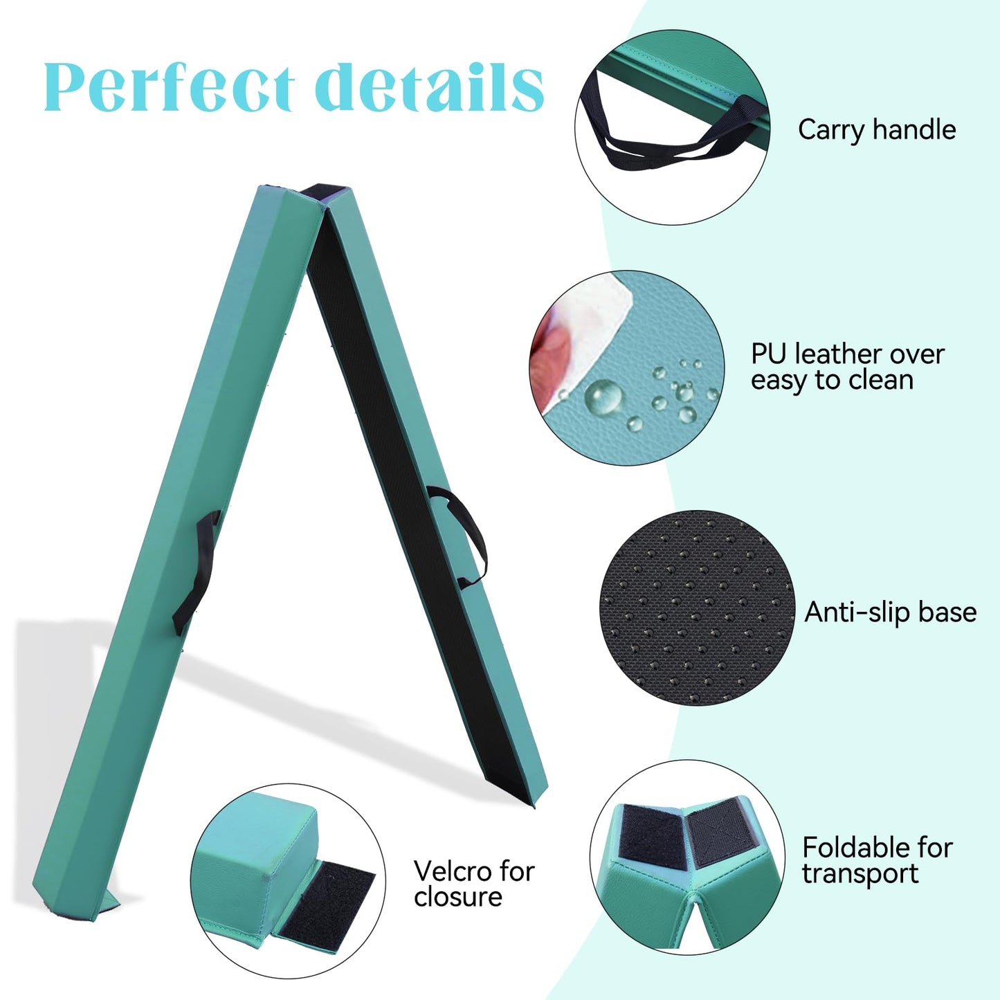 SportBob balance beam children's balance beam foldable beam gymnastics 240cm PU leather balance beam for home balancing beam Balance Beam Training Beam for children, fitness/training/gymnastics