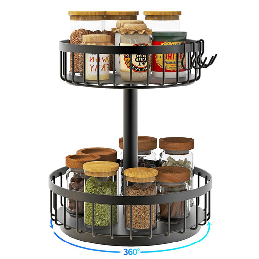 AIRUJIA 360° Rotating Spice Rack Organizer, Metal Sturdy Spice Holder Lazy Susan, Multifunctional Turntable for Kitchen Table Countertop, Cosmetics