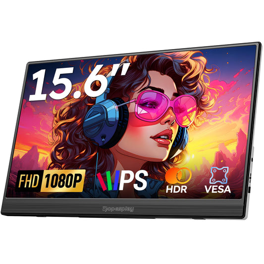 Dopesplay 2025 Latest Portable Monitor 15.6-inch, FHD 1080P IPS Ultra-slim, Mobile Monitor with Kickstand, USB Monitor for Laptop, PC, Mac, PS4/5, Xbox, and Switch.