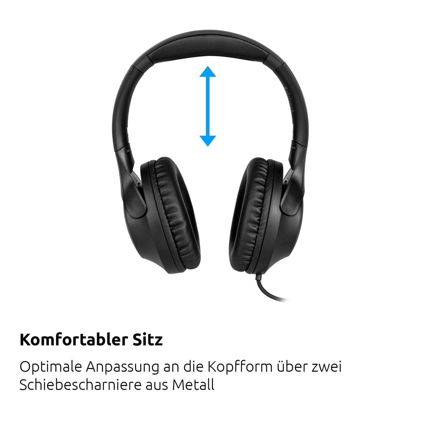 TechniSat STEREOMAN 3 - compact Hi-Fi cable headphones (padded ear cups made of PU leather, over-ear, adjustable headphone length, foldable ear cups, control unit including microphone) black