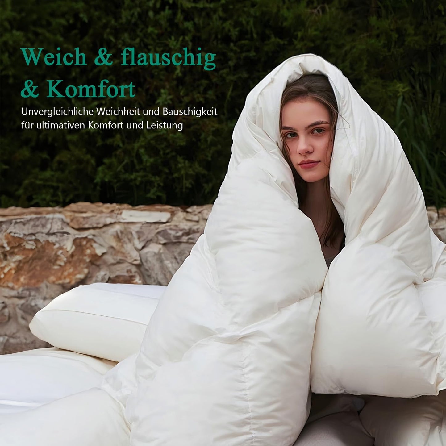 APSMILE Down Comforter 240x260 Winter Extra Warm Duvet 100% Cotton, Winter Duvet with Premium Goose Down, Fluffy Feather Duvet 380gsm without Live Plucking, Thermal Certified