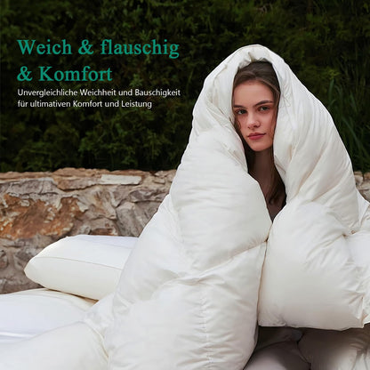 APSMILE Down Comforter 240x260 Winter Extra Warm Duvet 100% Cotton, Winter Duvet with Premium Goose Down, Fluffy Feather Duvet 380gsm without Live Plucking, Thermal Certified