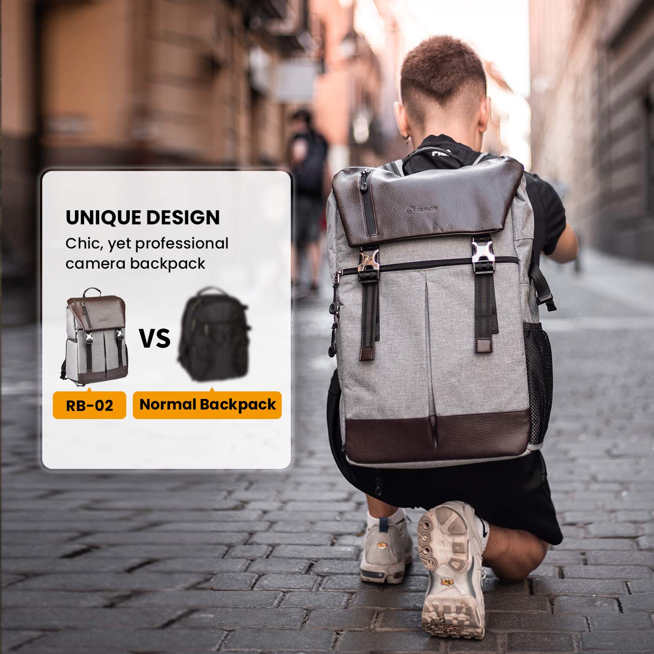 TARION camera backpack waterproof DSLR camera bag Certified protection class: IPX5 Waterproof camera backpack with rain cover for women and men.
