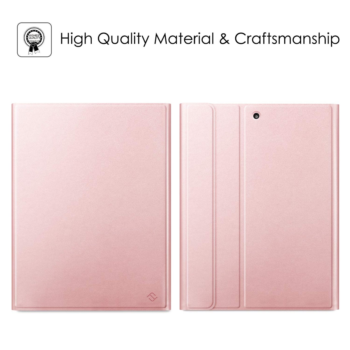 FINTIE Keyboard Case for iPad 9.7 2018 (6th Gen), Soft TPU Back Cover Keyboard Case with built-in Pencil Holder, Magnetic Detachable QWERTZ Bluetooth Keyboard, Rose Gold