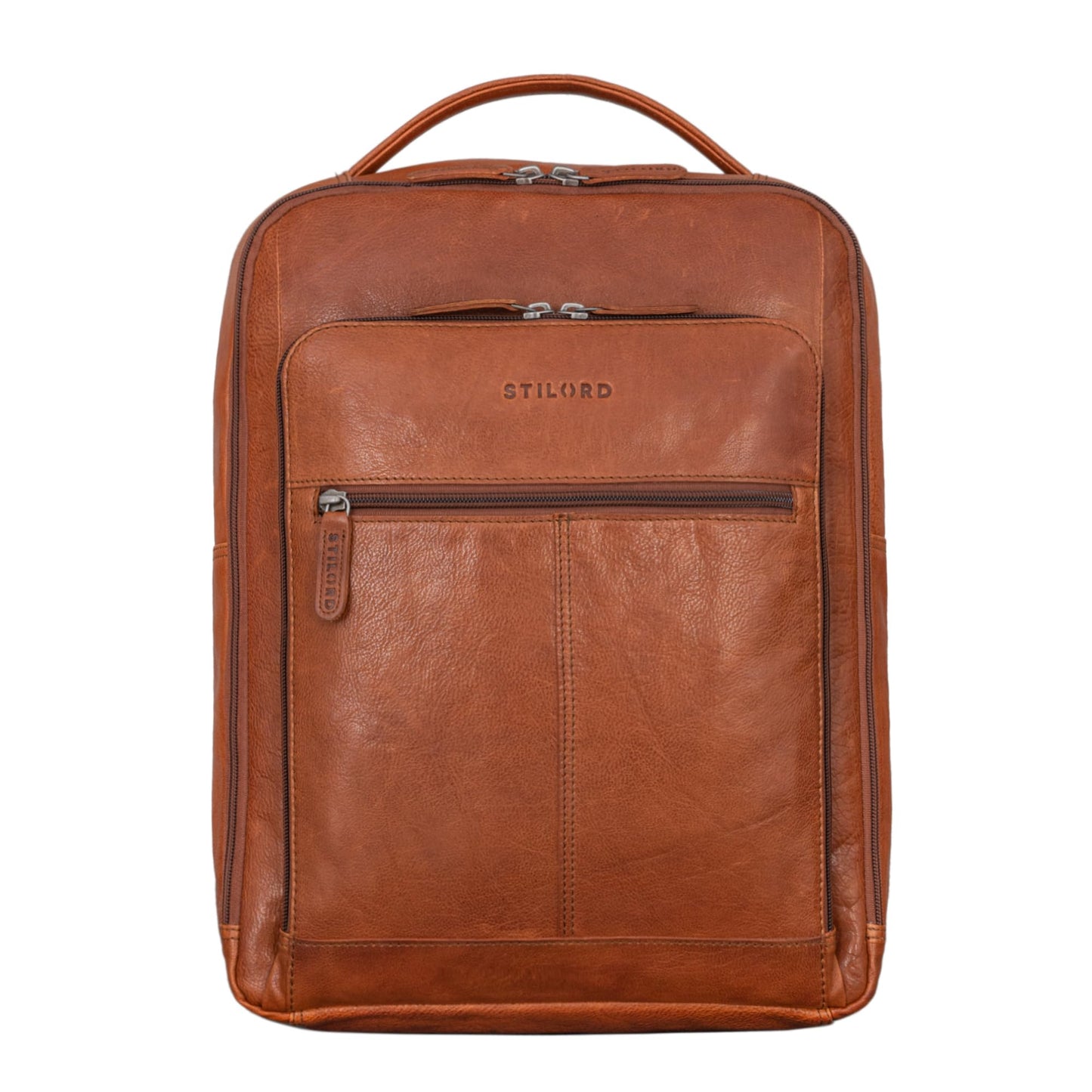 STILORD 'Gordon' Backpack Leather Men and Women Messenger Backpack Laptop 17 Inch Leather Backpack Women Business Backpack Men, Color: maraska - brown