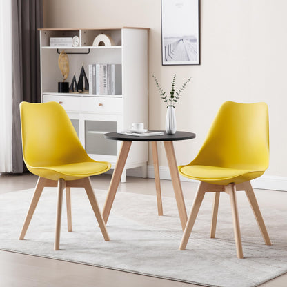 WOLTU Dining Chairs Set of 4, Scandinavian Kitchen Chairs, Retro Design, Seat Upholstered in Faux Leather, with Solid Wood Legs, up to 150 kg load capacity, Yellow