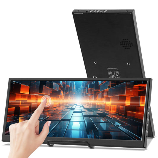 12.3-inch Portable Touchscreen Secondary Monitor, HDMI, USB-C, 1920*720 IPS Stretched Bar LCD Portable Travel Touch Screen for Laptop Computer Aida64 GPU CPU RAM Monitoring