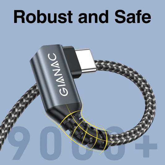 100W USB C to USB C Cable 1M, 90 Degree Fast Charging PD 5A USB Type C Cable with E-Mark Chip for MacBook Pro, MacBook Air, iPad Pro, Samsung Galaxy, Huawei, Chromebook Pixel, Google Tablet