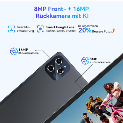 TABWEE W90 Android 15 Tablet 11-inch - 24GB RAM+256GB ROM, FHD Large Display Gaming Tablet, Dual 4G LTE+5G WiFi, Octa Core T615, 8000mAh Battery, 16MP+8MP AI Camera, Gemini AI, WideVine L1, TÜV, GPS