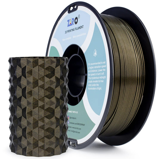 ZIRO 3D Printer Filament Mystical Series 1.75mm PLA Filament, shiny sparkling PLA with finer glitter, 1kg/2.2lbs spool, compatible with most FDM FFF 3D printers, Midnight Gold