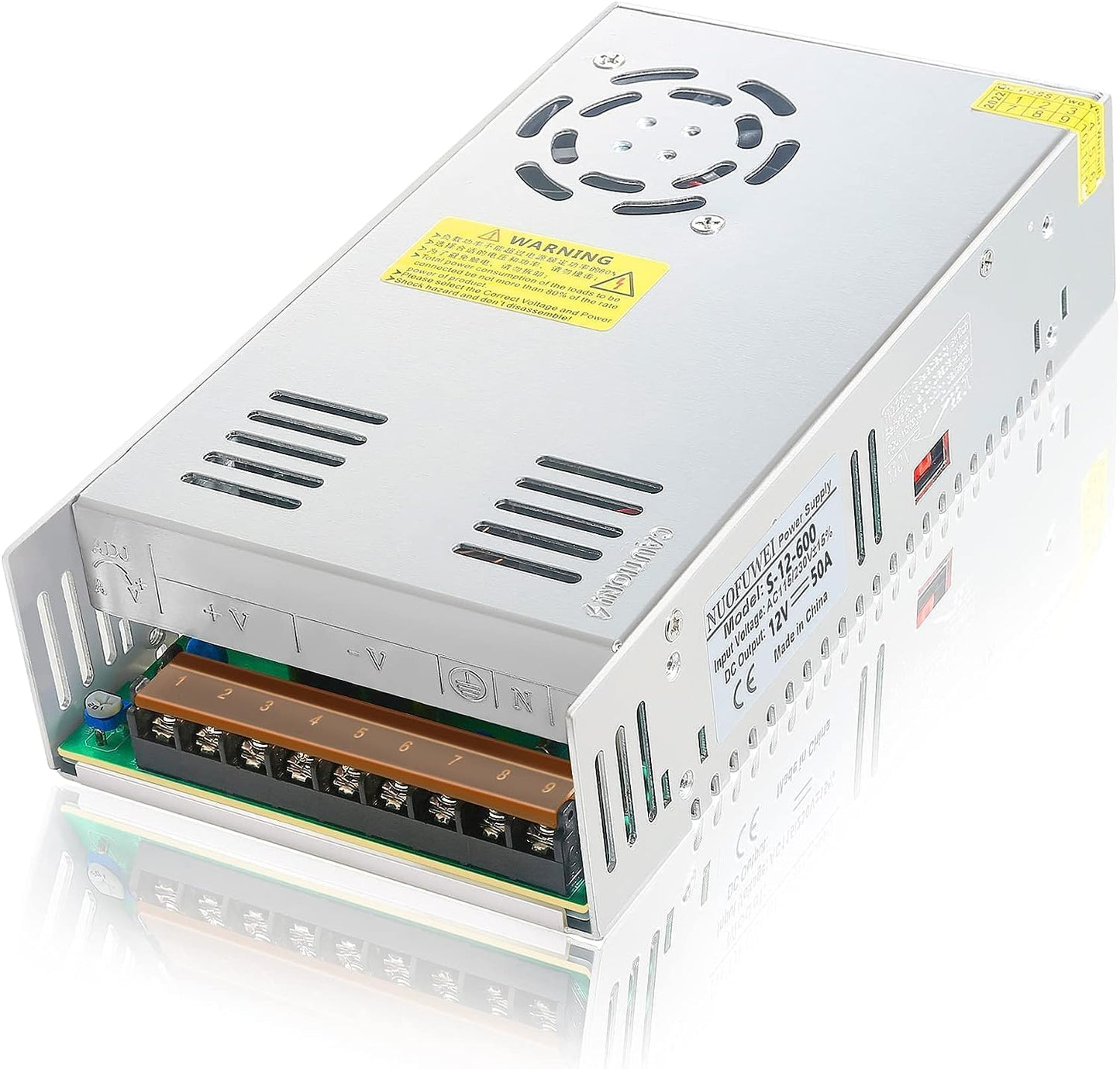 NUOFUWEI DC 12V 50A 600W power supply transformer switching power supply 230V AC to DC 12V power supply 50A transformer Industrial 12V 600W for LED light bar CCTV camera security system radio
