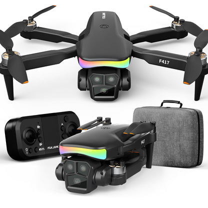 Drone with camera for kids & beginners, LED Strip 1080P HD dual camera, 90° adjustable, optical flow positioning, modular battery, app remote control, one-key takeoff/landing, for boys & girls, carrying case.