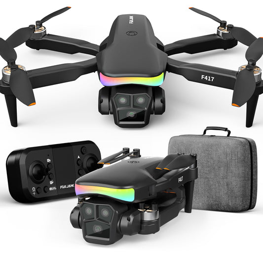 Drone with camera for kids & beginners, LED Strip 1080P HD dual camera, 90° adjustable, optical flow positioning, modular battery, app remote control, one-key takeoff/landing, for boys & girls, carrying case.